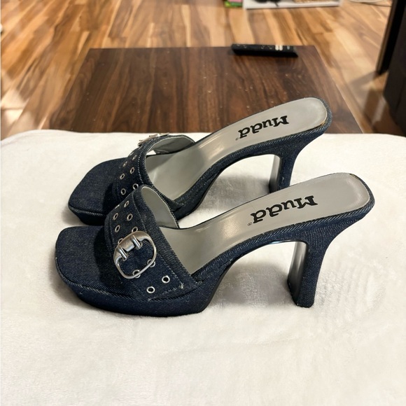 Y2K Vintage Denim Heels - Picture 1 of 4